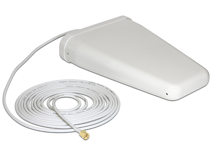 Delock LTE Antenne SMA Stecker mit Anschlusskabel (RG-58, 5 m) weiß outdoor